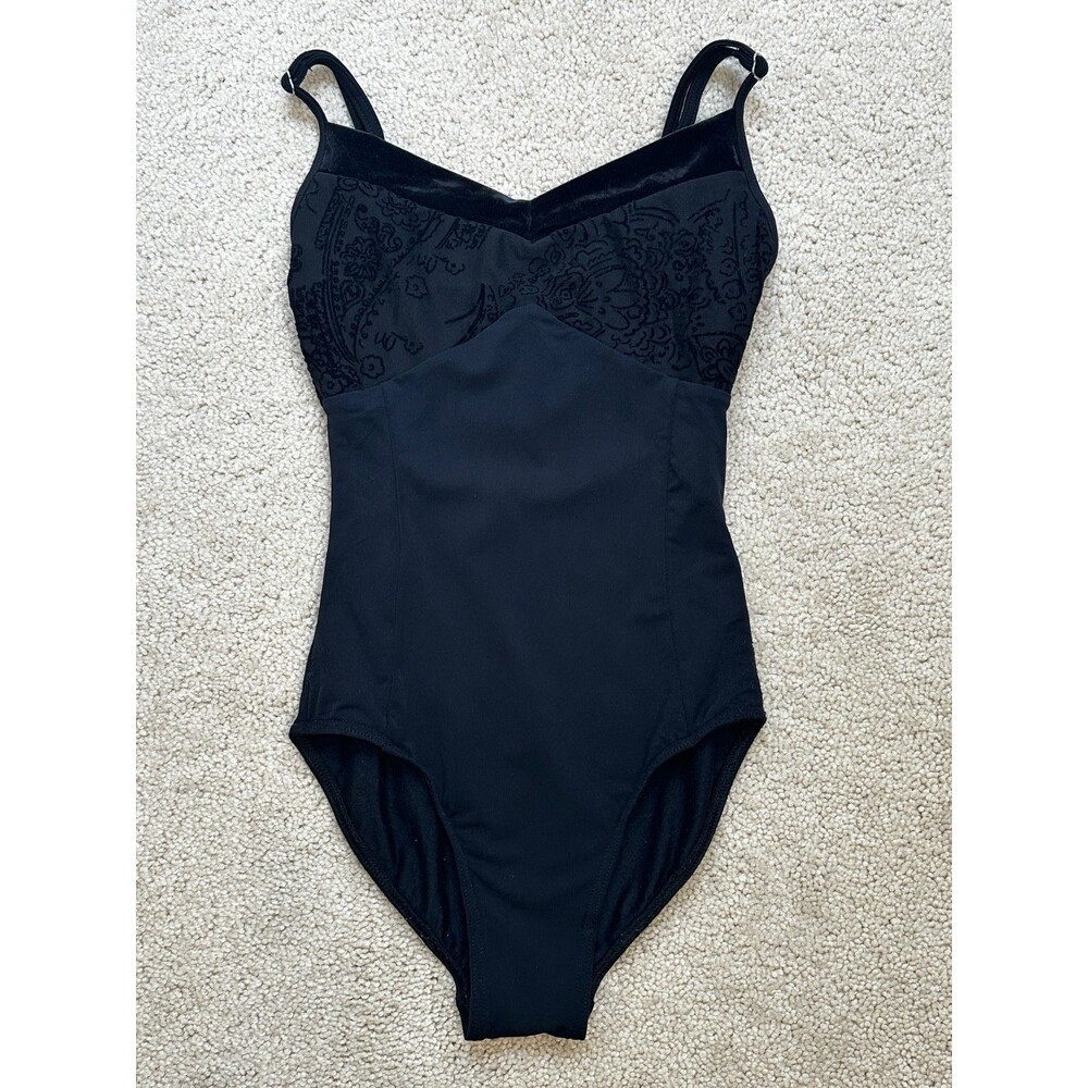 Nikolay Grishko Ballet Leotard XXS/RUS 40 Black Velvet and Lace Detail